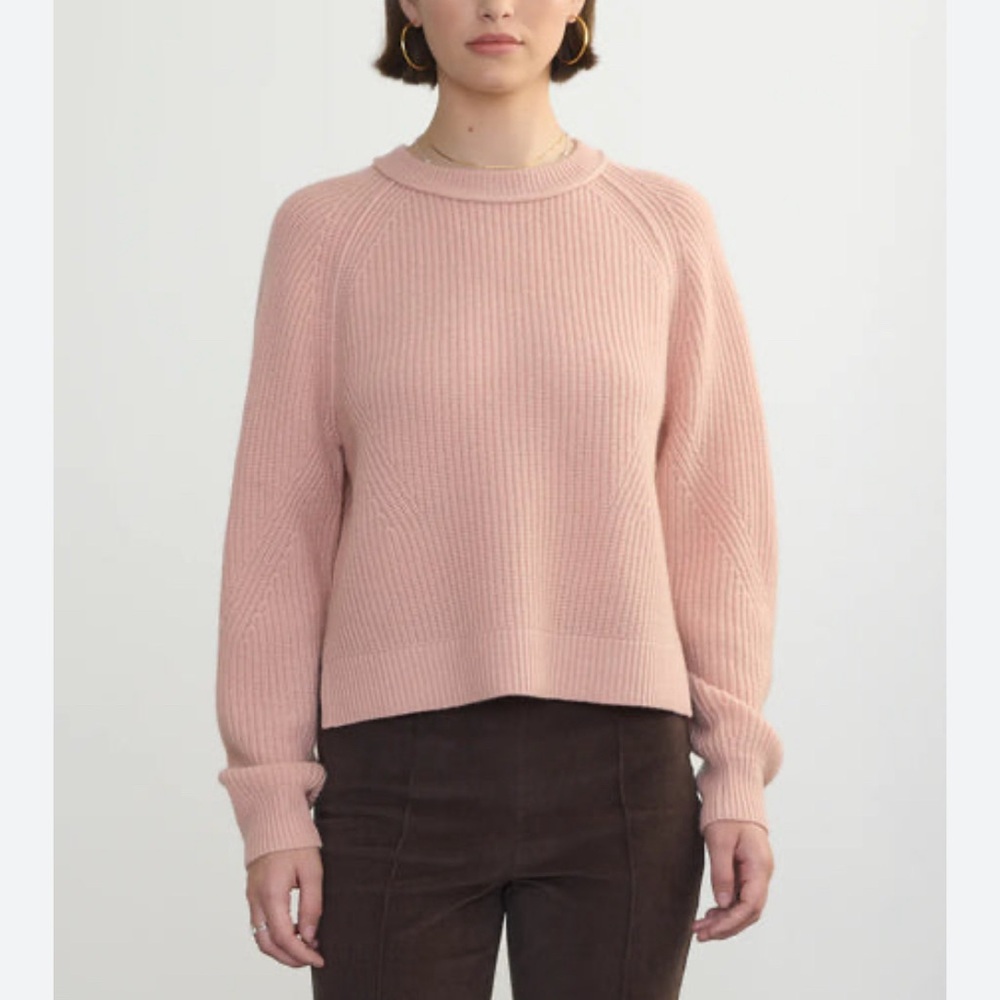 Margaret O'Leary Dusty Pink Ribbed Crewneck Sweater